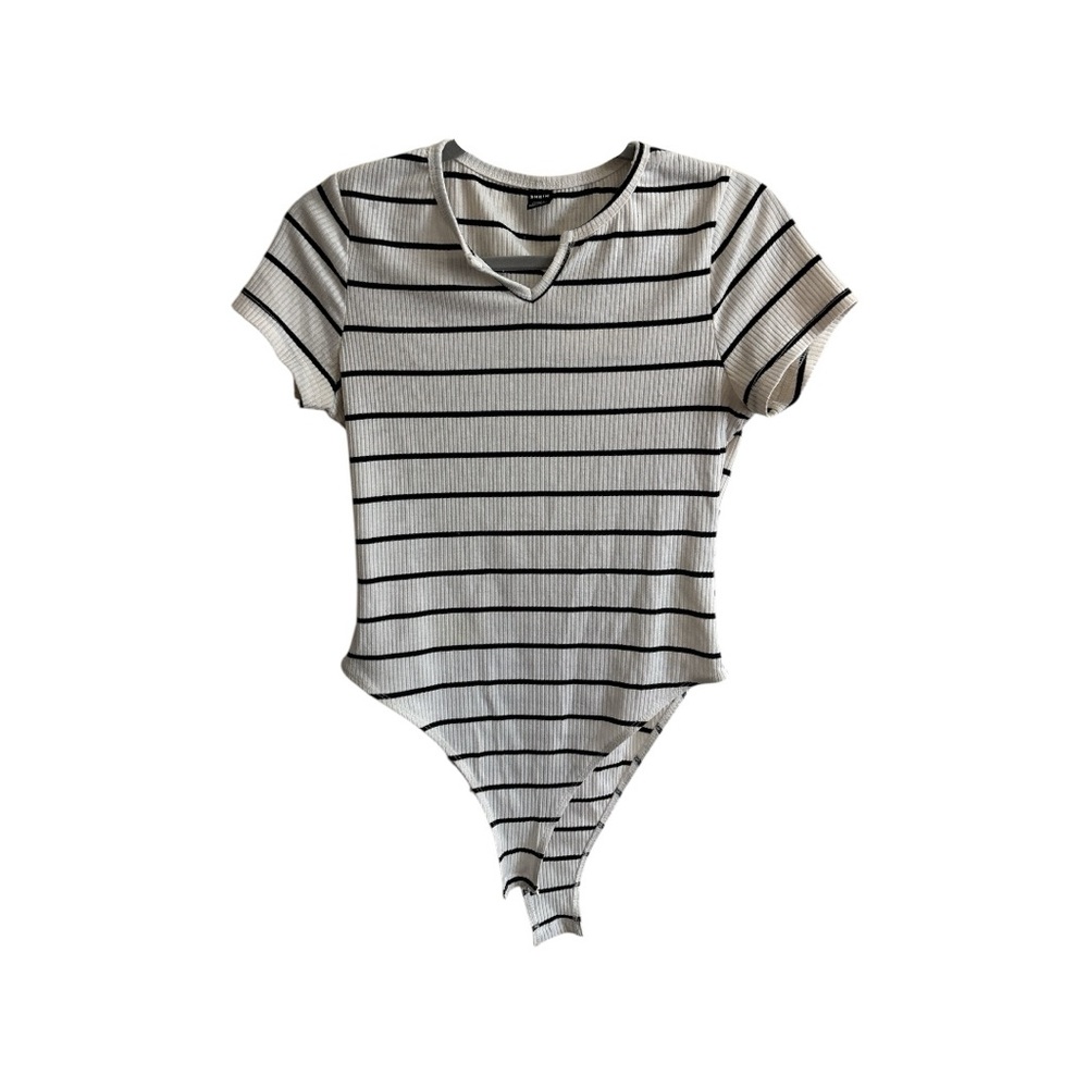 SHEIN Black and White Striped Bodysuit
